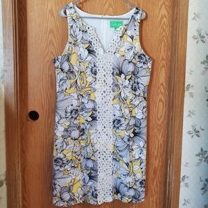 Pappagallo Yellow and Black Floral Midi Dress